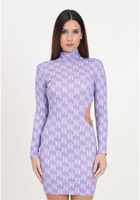 Purple/white allover logo women's dress ELISABETTA FRANCHI | AB56041E2BX9